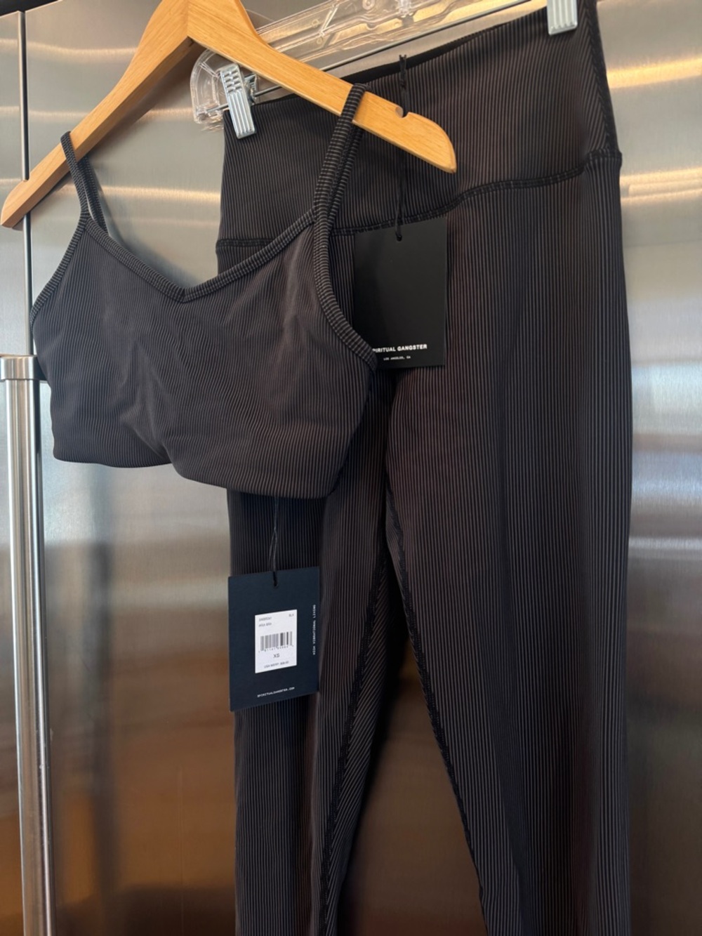 NWT Spiritual Gangster Matching SET - Auralight Legging + Aria Bra -Ribbed Black - Picture 5 of 16